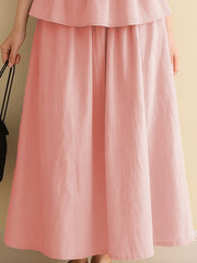 Pink Flare Midi Skirt