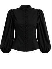 Midnight Mandarin Button-Down Blouse