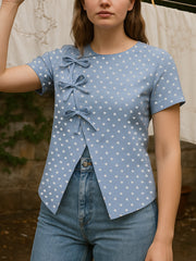 Bluebell Heart Bow Top