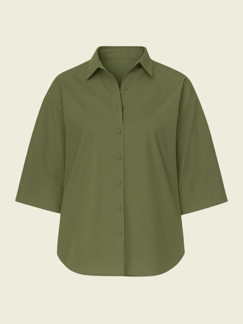 Relaxed Olive Oversized Button-Down