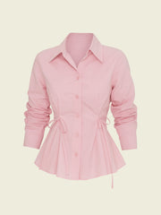 Blush Pink Tie-Waist Button-Down