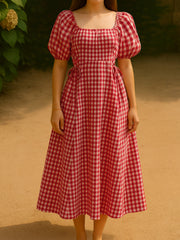 Red Corset Gingham Dress