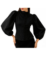 Midnight Mandarin Button-Down Blouse