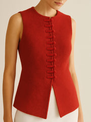 Red Wool Sleeveless Vest
