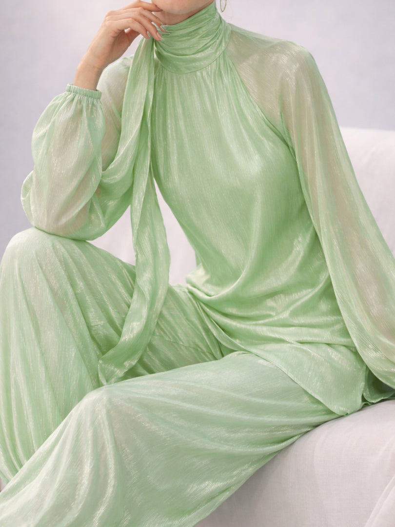 Lime Mint Tussel Silk Set