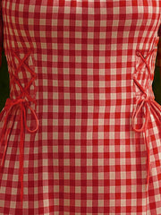Red Corset Gingham Dress
